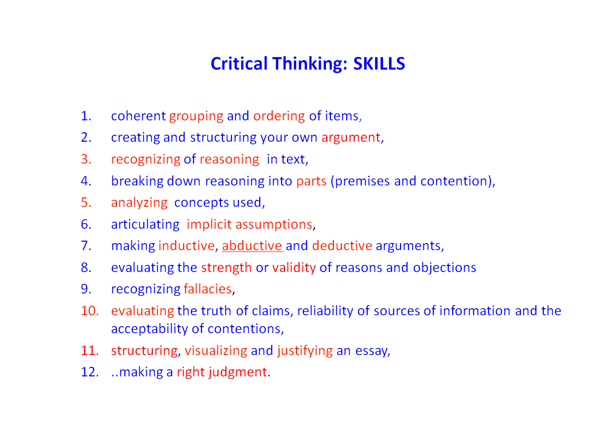 Examples of critical thinking in real life